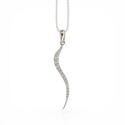 Swirl necklace silver with crystal cz