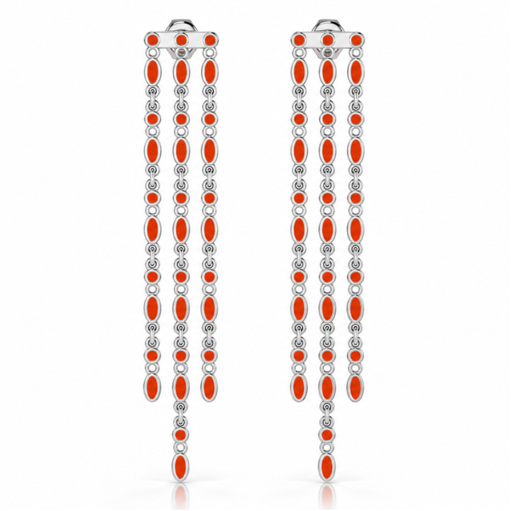 Amalei silver earring with coral enamel