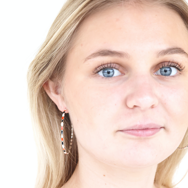 Adeline silver hoop earrings, mixed enamel