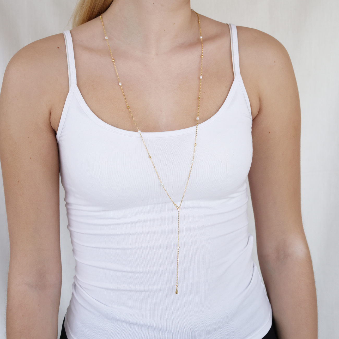 Ava double pearl necklace 18k gold
