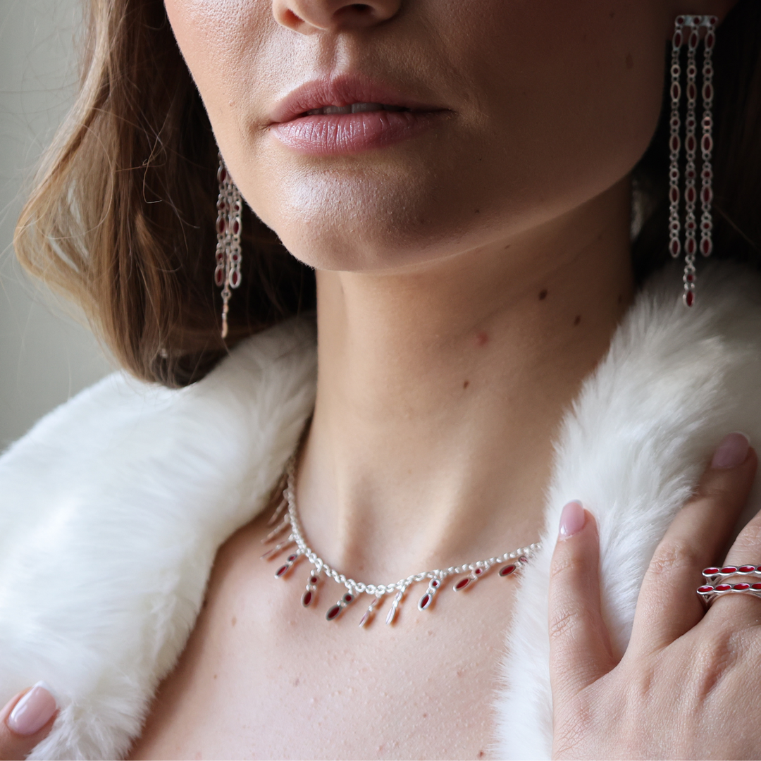 Amalei silver necklace with light pink enamel
