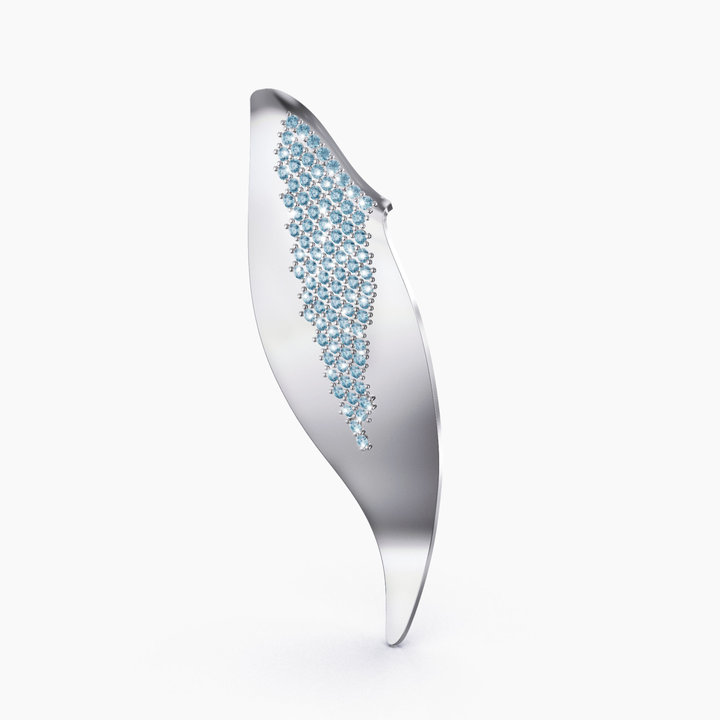 Echo silver brooch with blue CZ stones