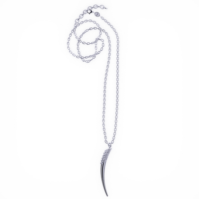 Long necklace with Horn pendant, sterling silver