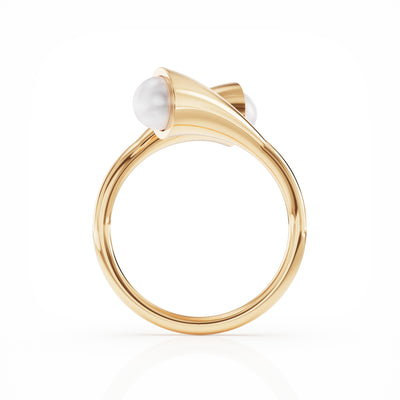 Bella gold vermeil ring with two cultured freshwater pearls