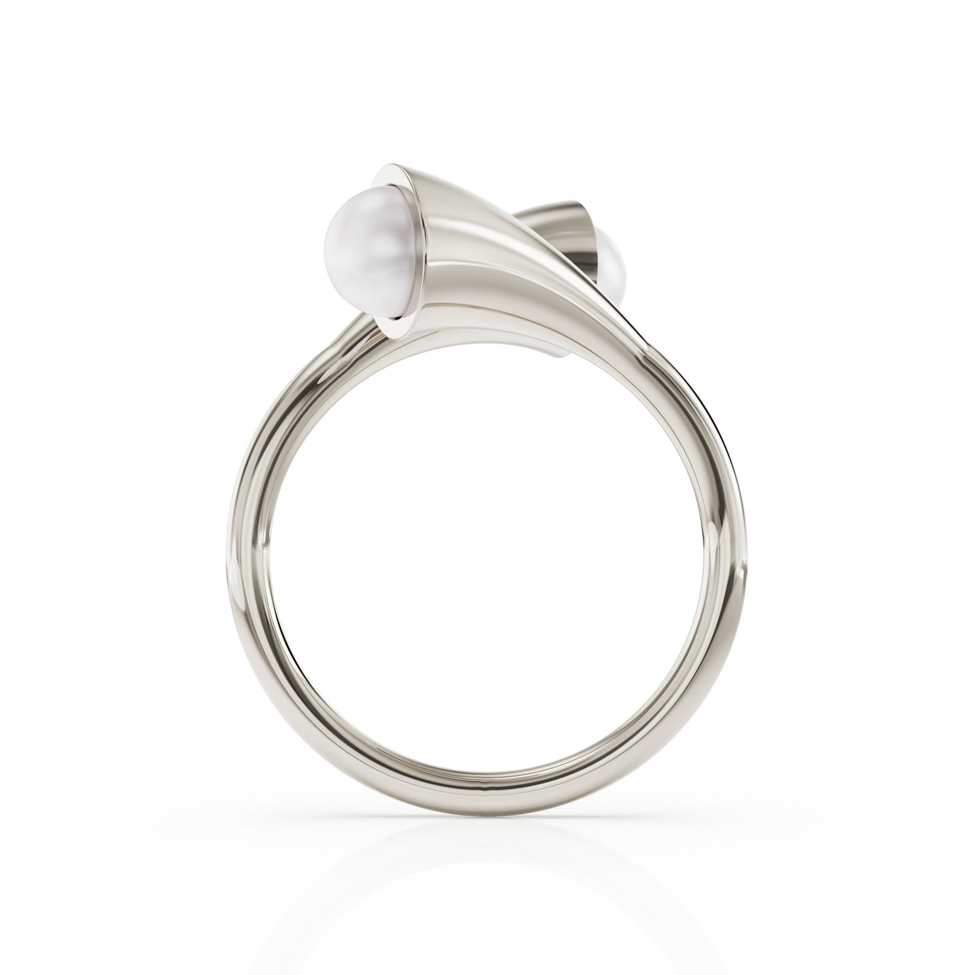 Bella silver ring with two cultured freshwater pearls