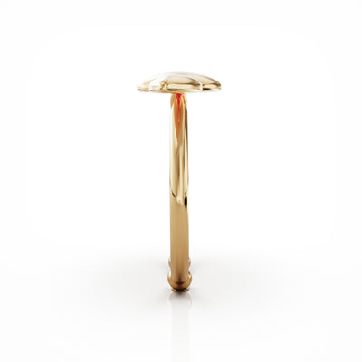 Lotus ring, small leaves, 18k gold