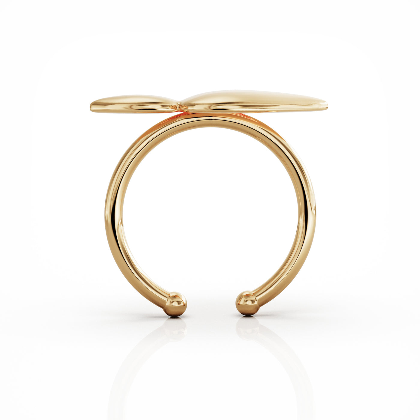 Lotus ring, small leaves, 18k gold