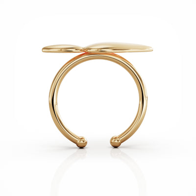 Lotus ring, small leaves, 18k gold