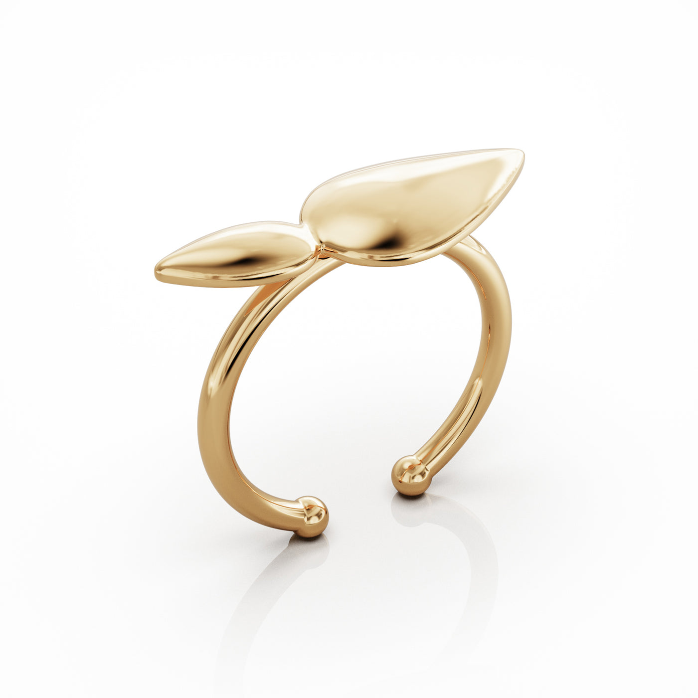Lotus ring, small leaves, 18k gold