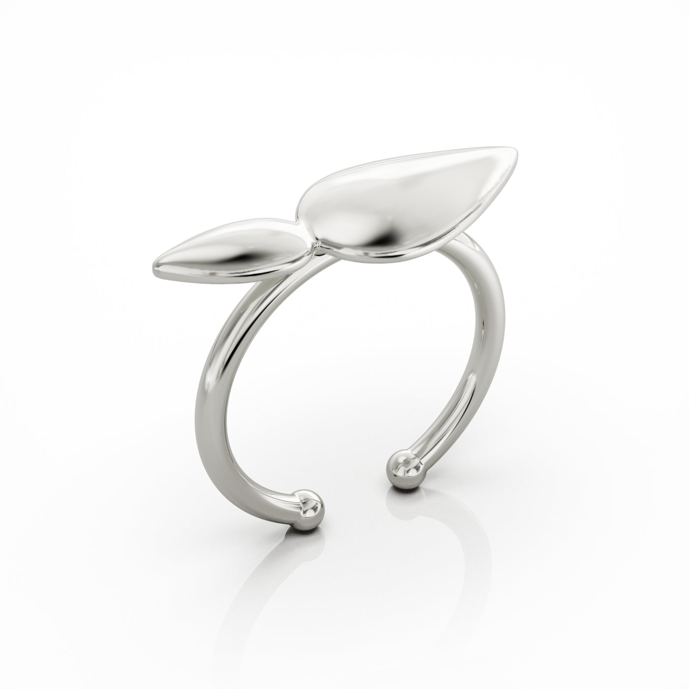 Lotus ring, small leaves silver