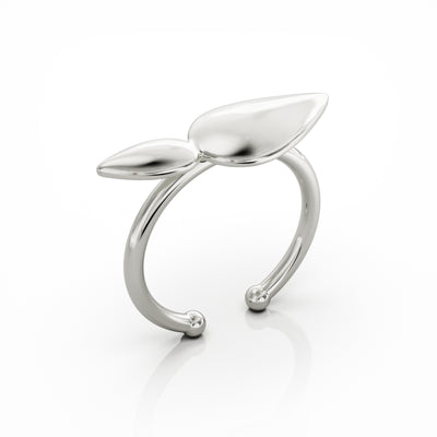 Lotus ring, small leaves silver