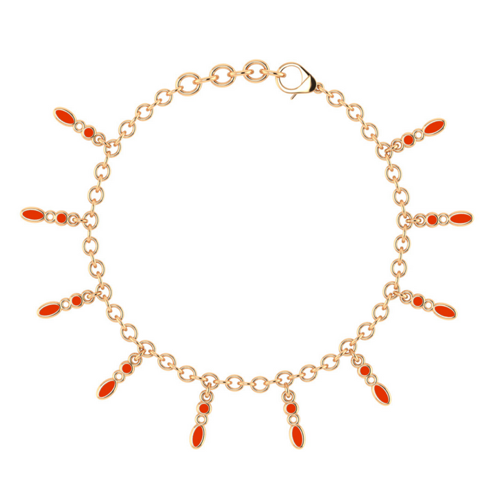 Amalei 18k gold vermeil bracelet with coral enamel
