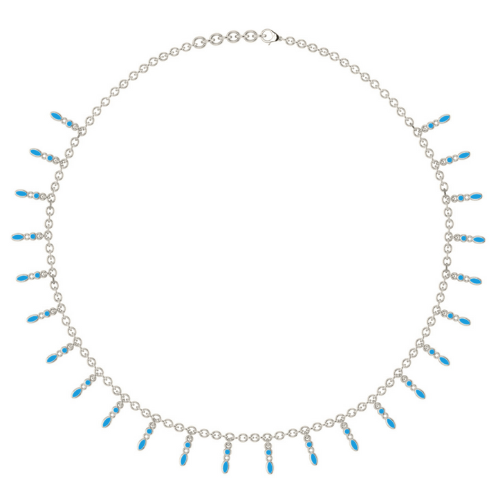 Amalei silver necklace with turquoise enamel