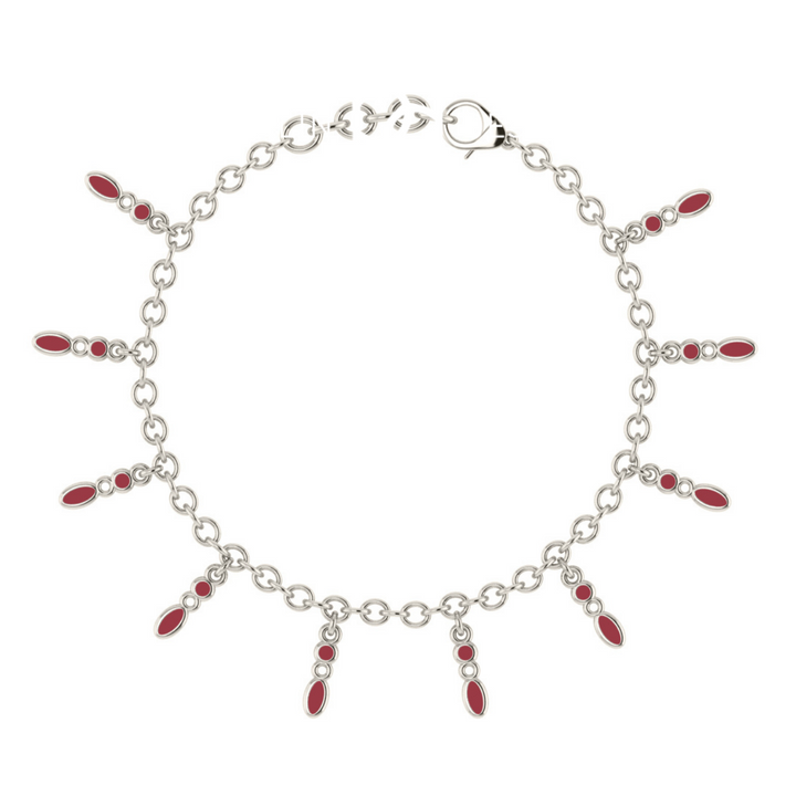 Amalei silver bracelet with red enamel