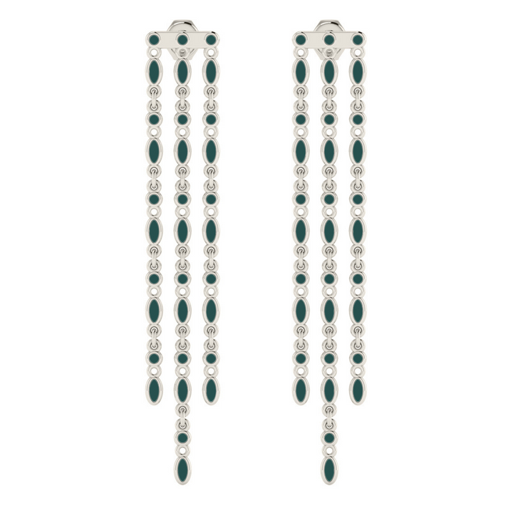 Amalei silver earring with dark green enamel