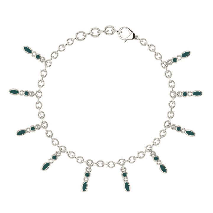Amalei silver bracelet with dark green enamel
