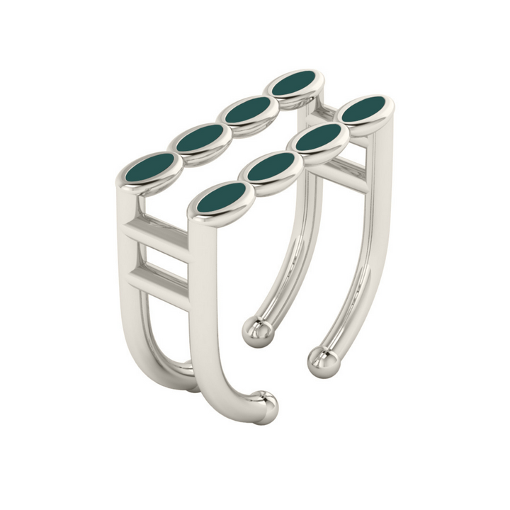 Amalei silver ring with dark green enamel