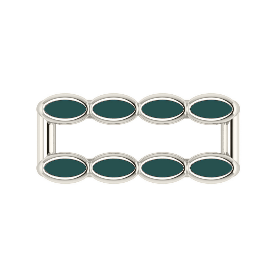 Amalei silver ring with dark green enamel
