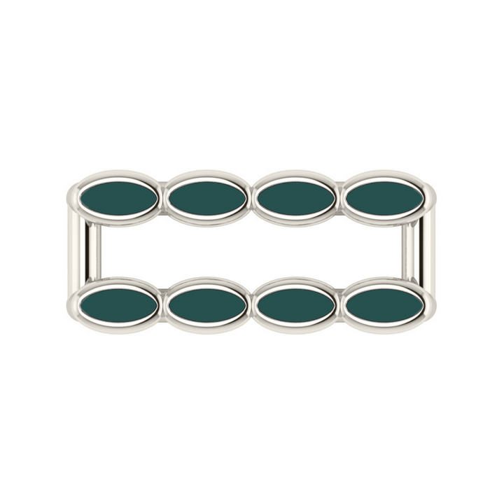 Amalei silver ring with dark green enamel