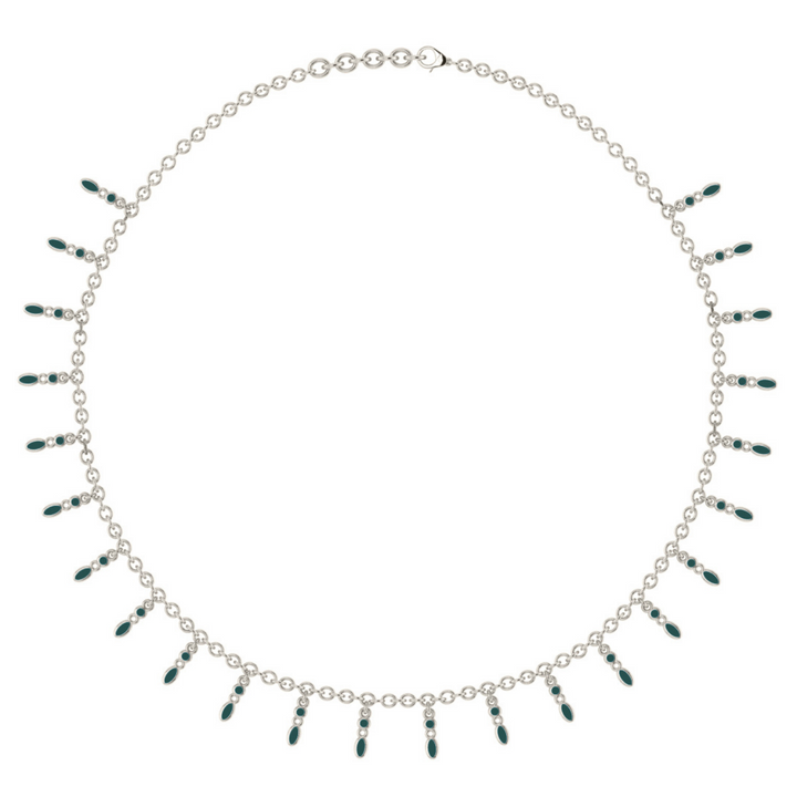 Amalei silver necklace with dark green enamel