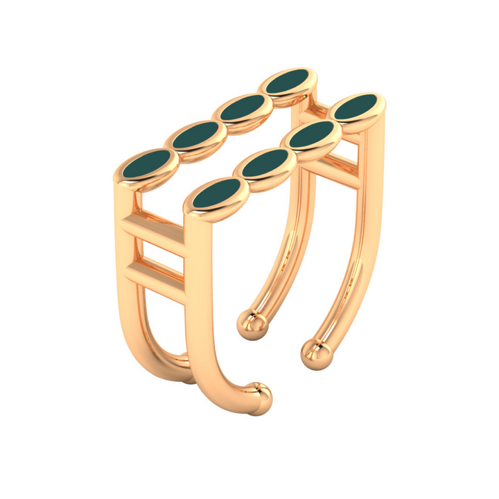 Amalei 18k gold vermeil ring with dark green enamel