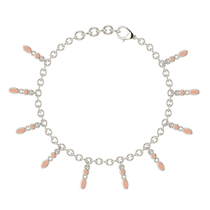 Amalei silver bracelet  with light pink enamel