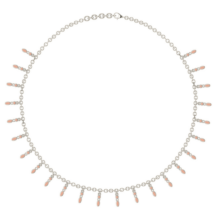 Amalei silver necklace with light pink enamel
