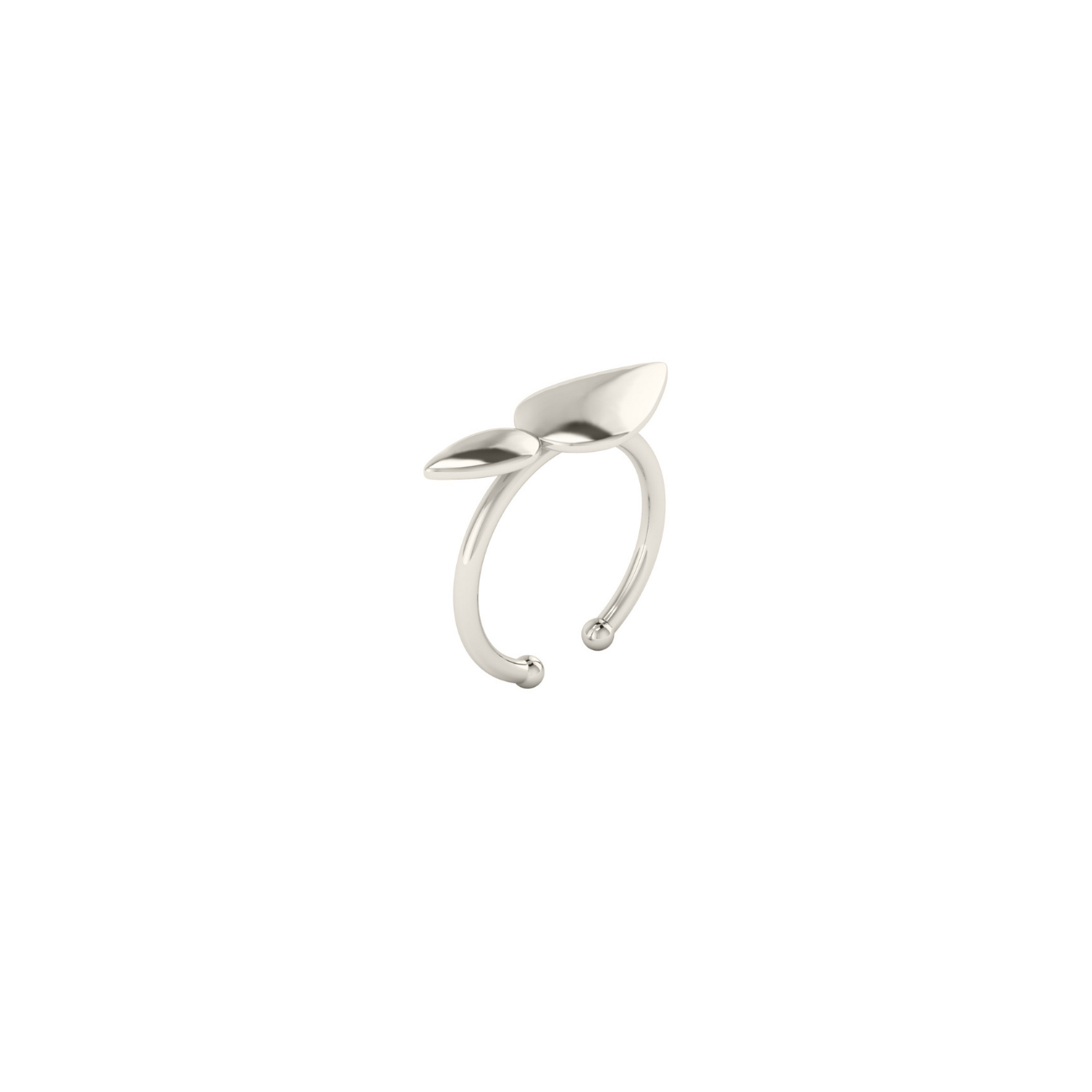 Lotus ring, small leaves silver