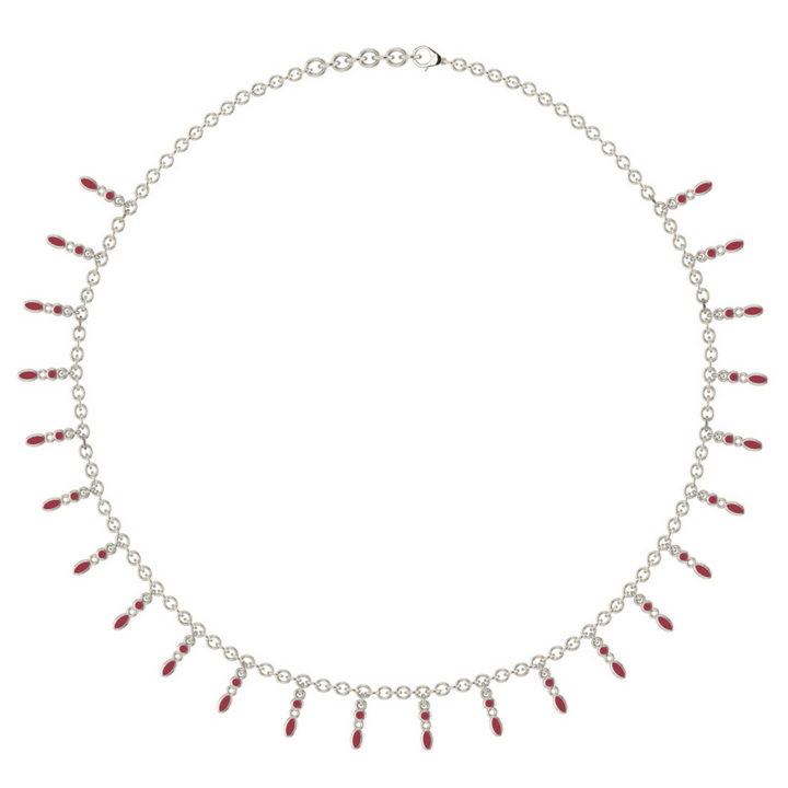 Amalei silver necklace with red enamel