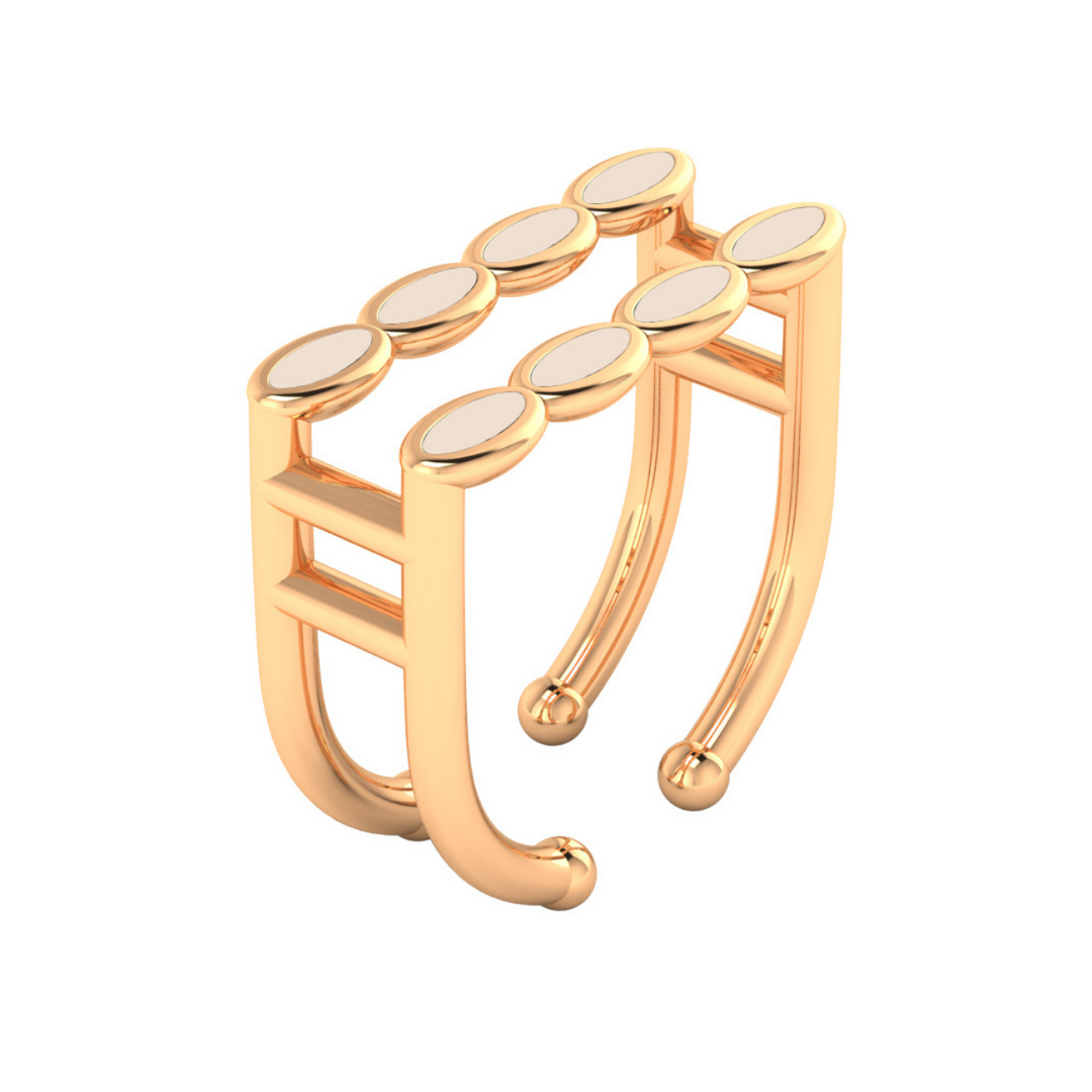 Amalei 18k gold vermeil ring with creme enamel