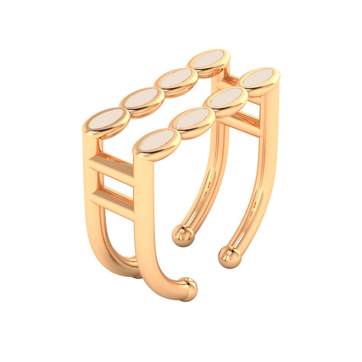 Amalei 18k gold vermeil ring with creme enamel