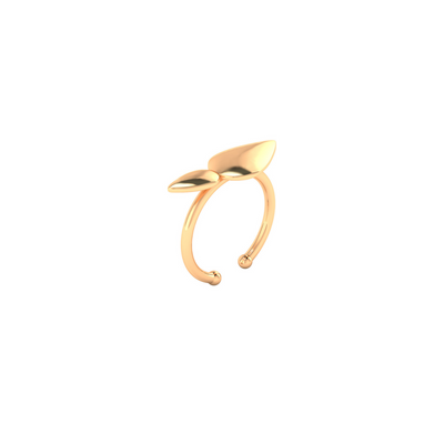 Lotus ring, small leaves, 18k gold
