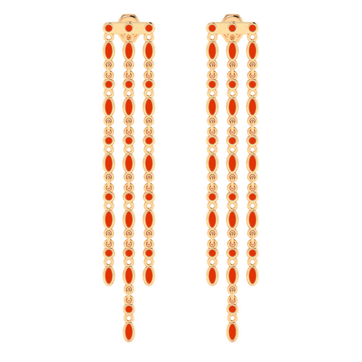 Amalei 18k gold vermeil earrings with coral enamel