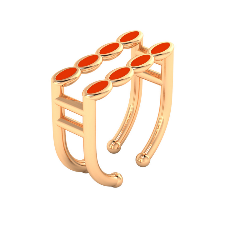 Amalei 18k gold vermeil ring with coral enamel
