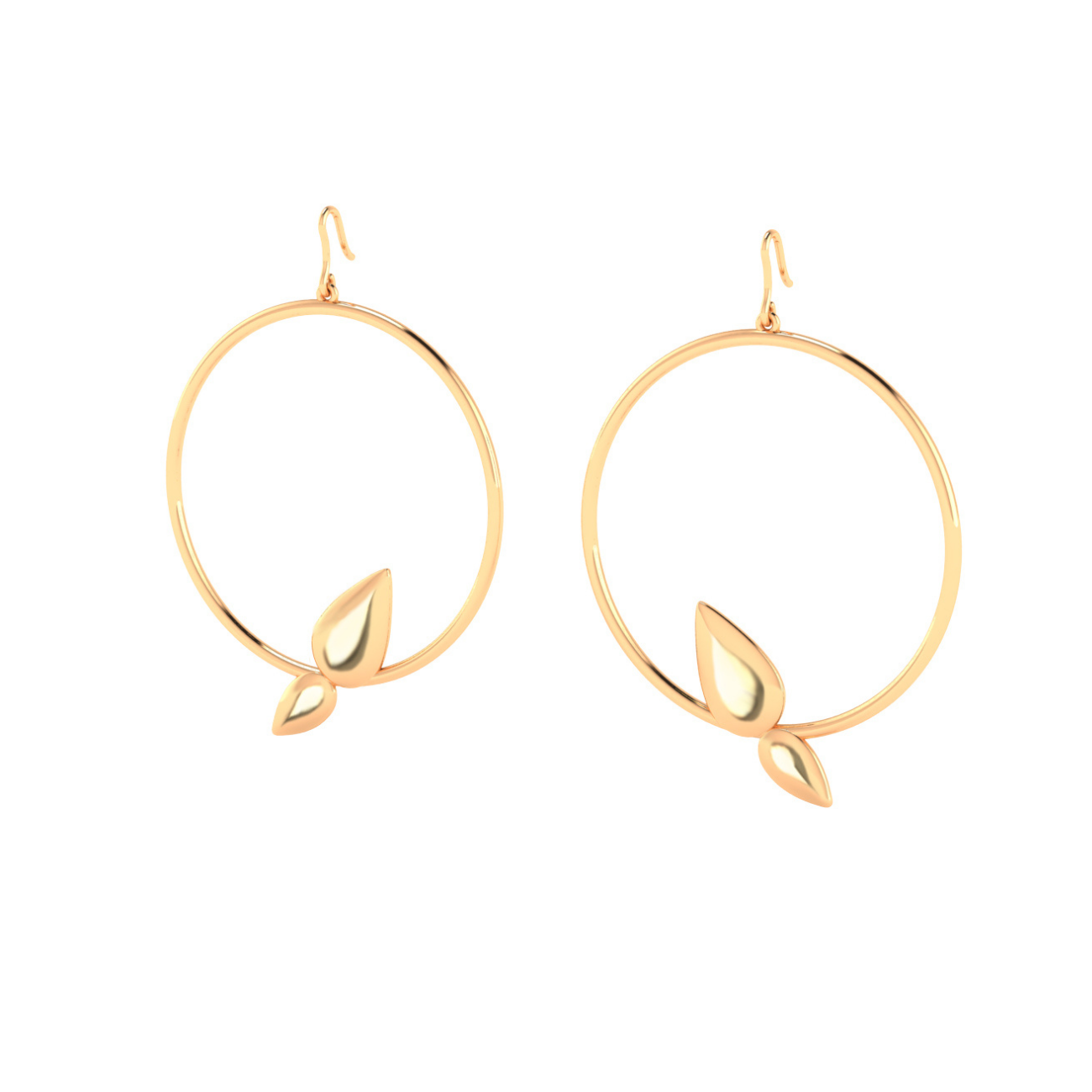 Lotus hoop earrings, 18k gold