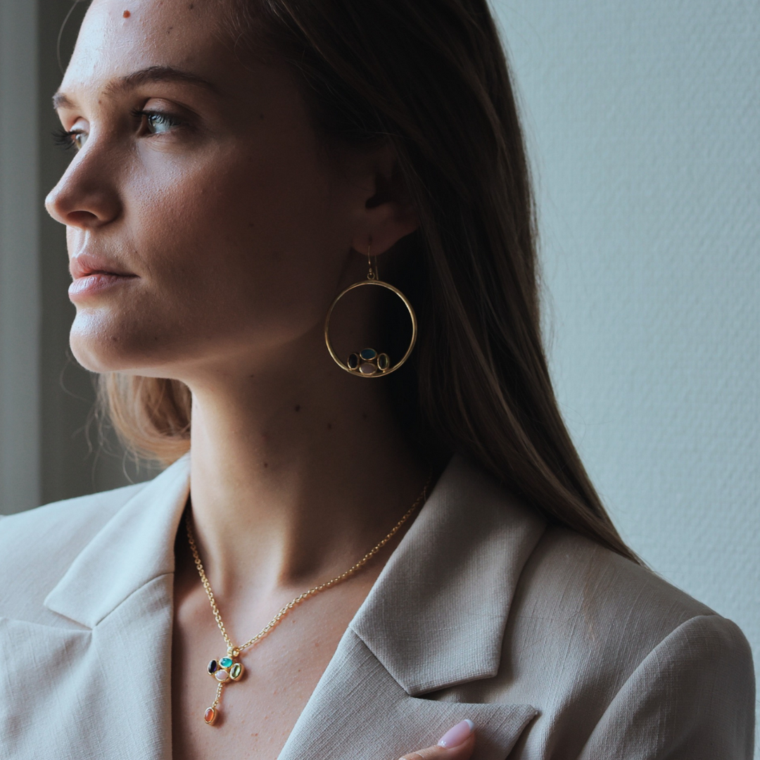 Bauble 18k gold vermeil necklace with precious gemstones