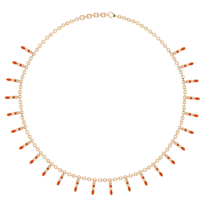 Amalei 18k gold vermeil necklace with coral enamel