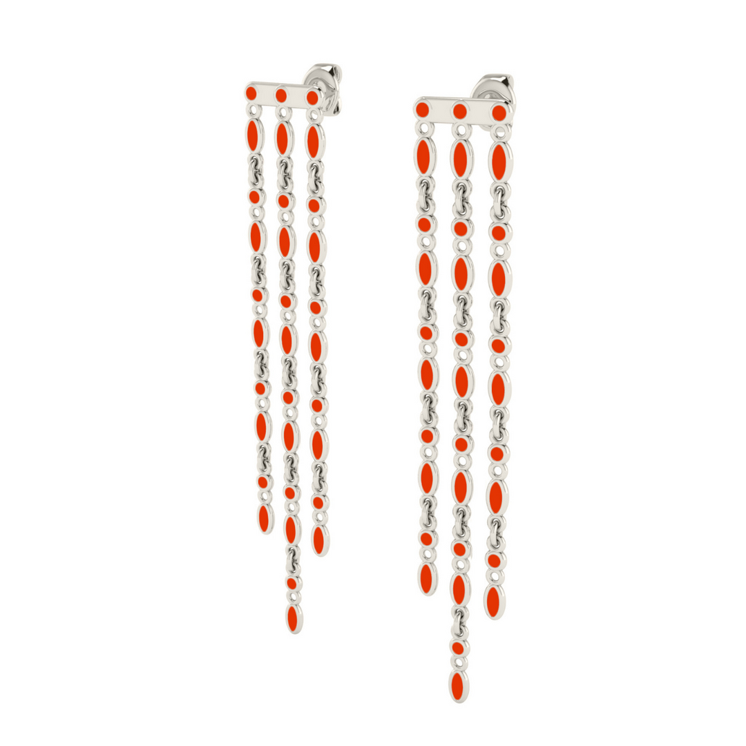 Amalei silver earring with coral enamel
