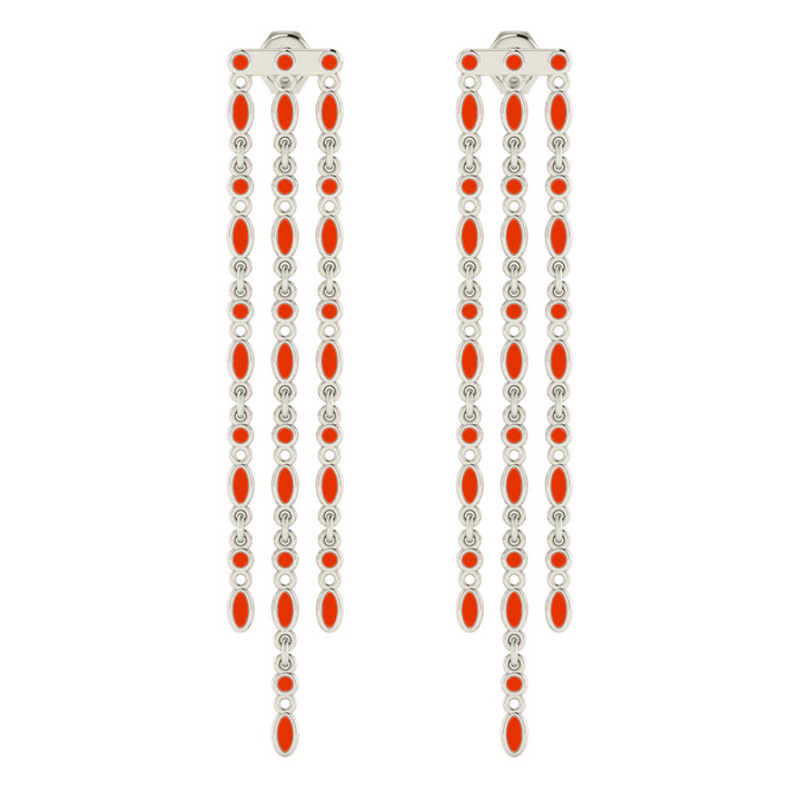 Amalei silver earring with coral enamel