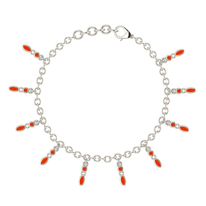 Amalei silver bracelet with coral enamel