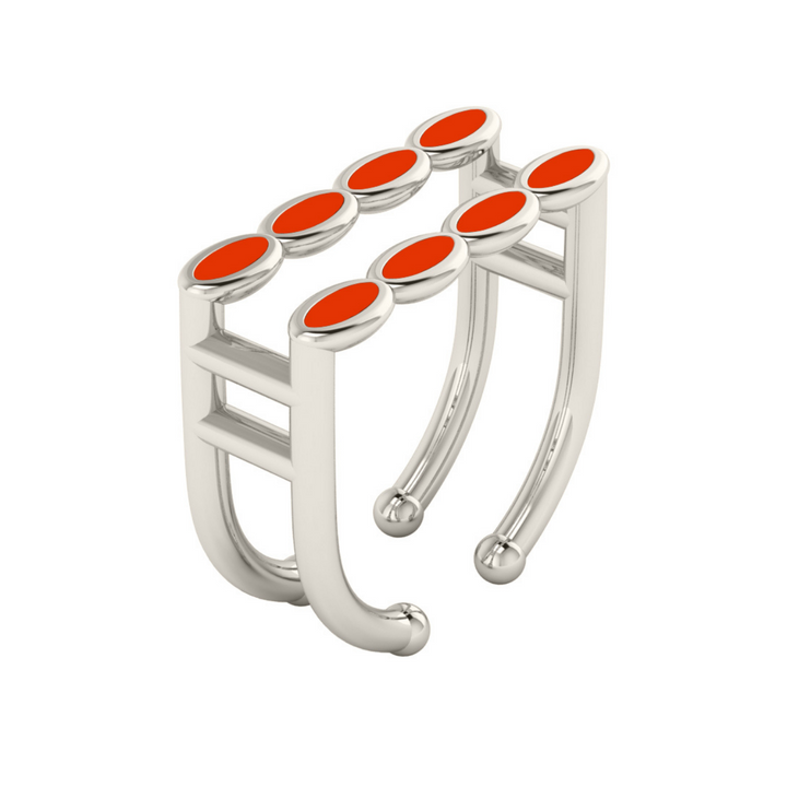 Amalei silver ring with coral enamel
