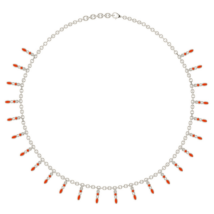 Amalei silver necklace with coral enamel