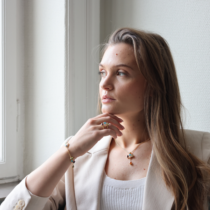 Bauble 18k gold vermeil necklace with precious gemstones