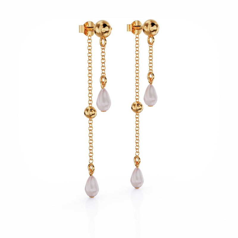 Ava double pearl earring 18k gold