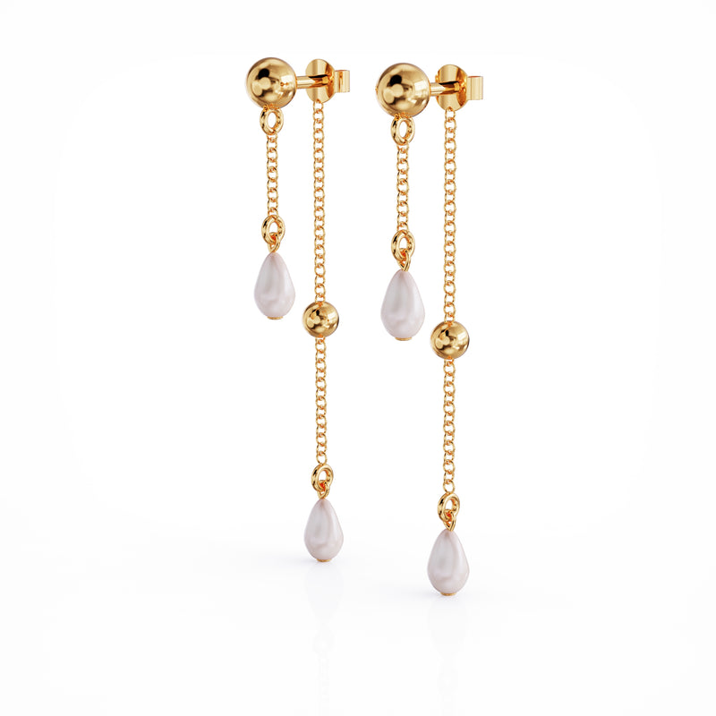 Ava double pearl earring 18k gold