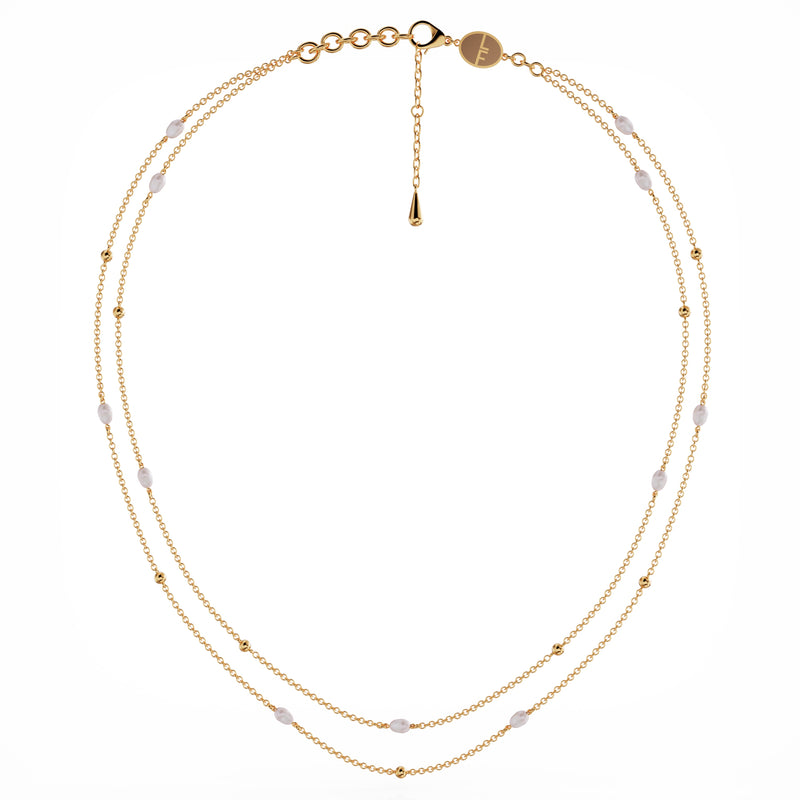 Ava double pearl necklace 18k gold