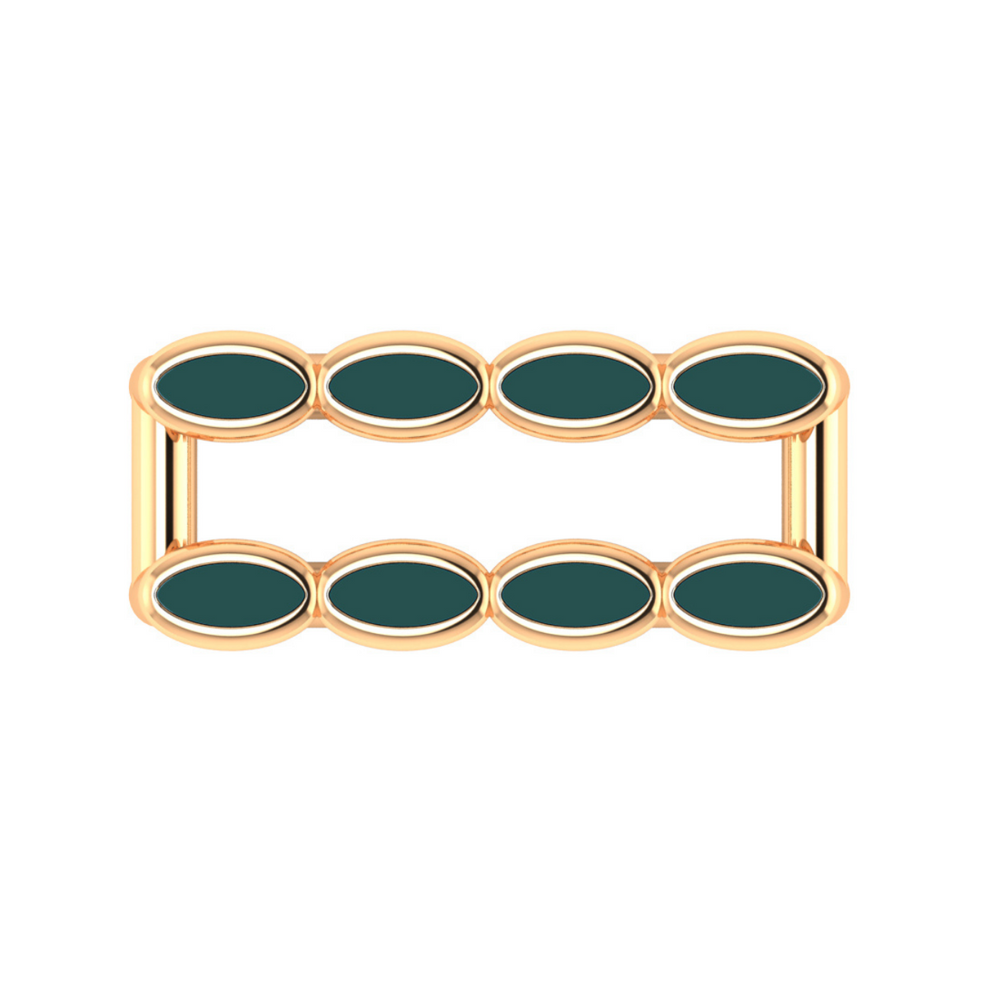 Amalei 18k gold vermeil ring with dark green enamel