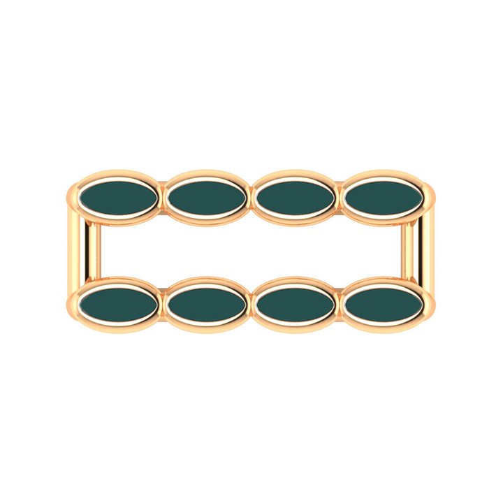 Amalei 18k gold vermeil ring with dark green enamel