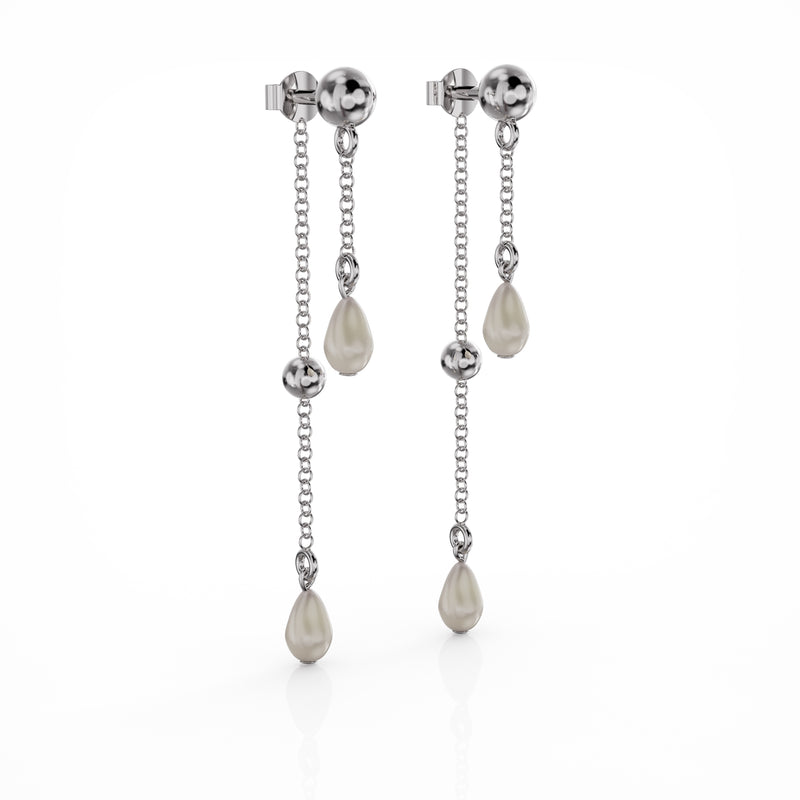 Ava double pearl silver earring