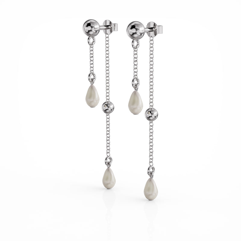 Ava double pearl silver earring
